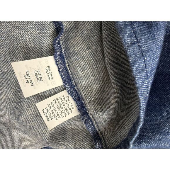 Madewell Linen Blend Blue Denim Jean Skirt Size 0 Zip Closure A-line Zipper - Picture 11 of 11